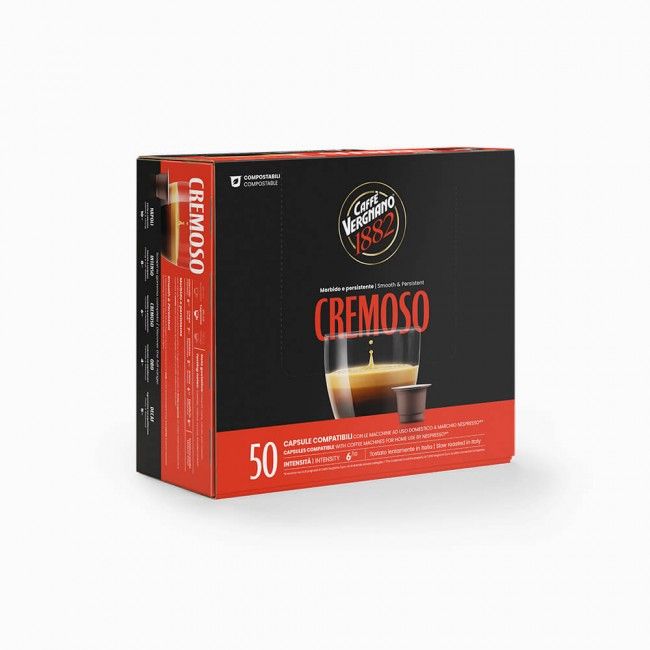 50 Capsule compostabili compatibili Nespresso Miscela Cremoso