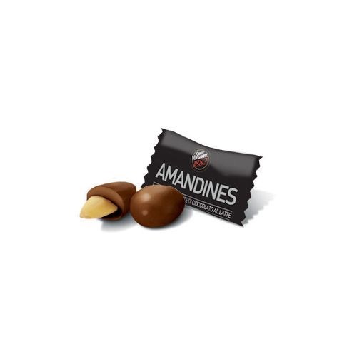 For almond lovers. Milk chocolate Amandines are almonds covered in chocolate, excellent with coffee.